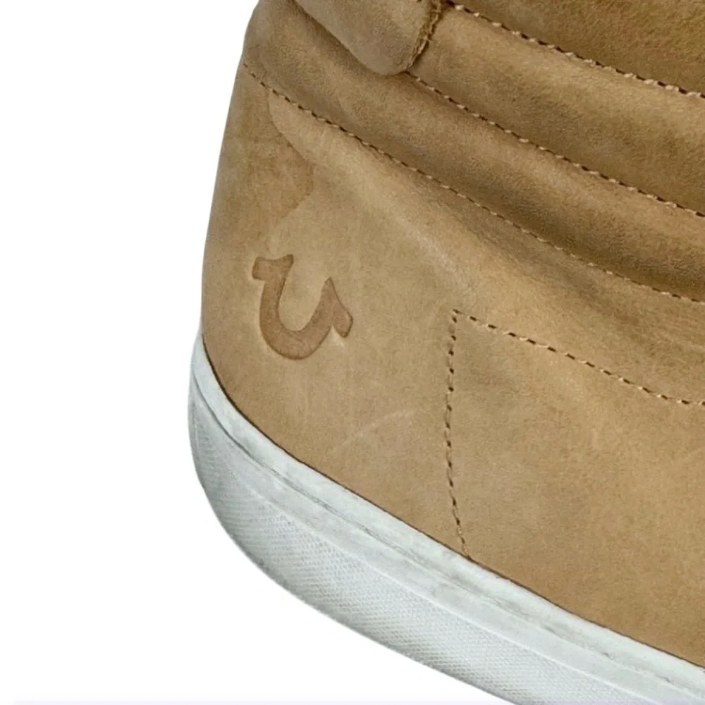 True Religion Hex V1 HIGH TOP Tan Sz 12 Leather Sneakers Shoes Mens Hipster